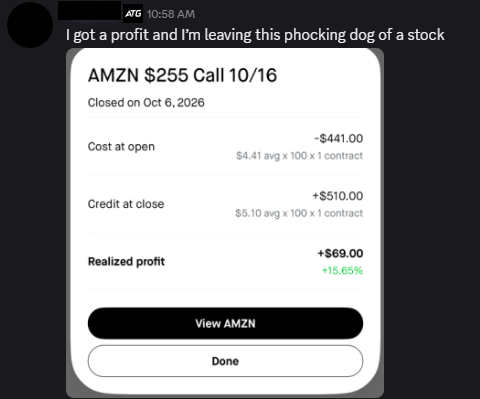 When @​GAndersonTrades goes on vacation, don't worry, the ATG team still eats✅

1⃣Took a $MSFT call this morning near PDH and ran for a 30% win.

2⃣Took an $AMZ