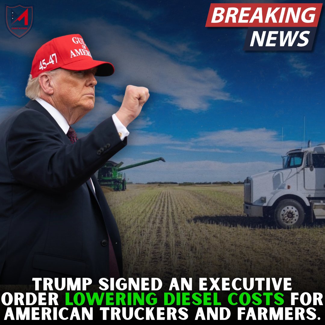 RepMarkAlford's tweet photo. @POTUS just signed an order letting truckers and farmers run tax-free dyed diesel on the highway through year’s end — no interest, no penalties.

That puts real money back in the pockets of the folks who haul our freight and grow our food. 💪🚜🌾🚚 https://t.co/awpqRbICaX