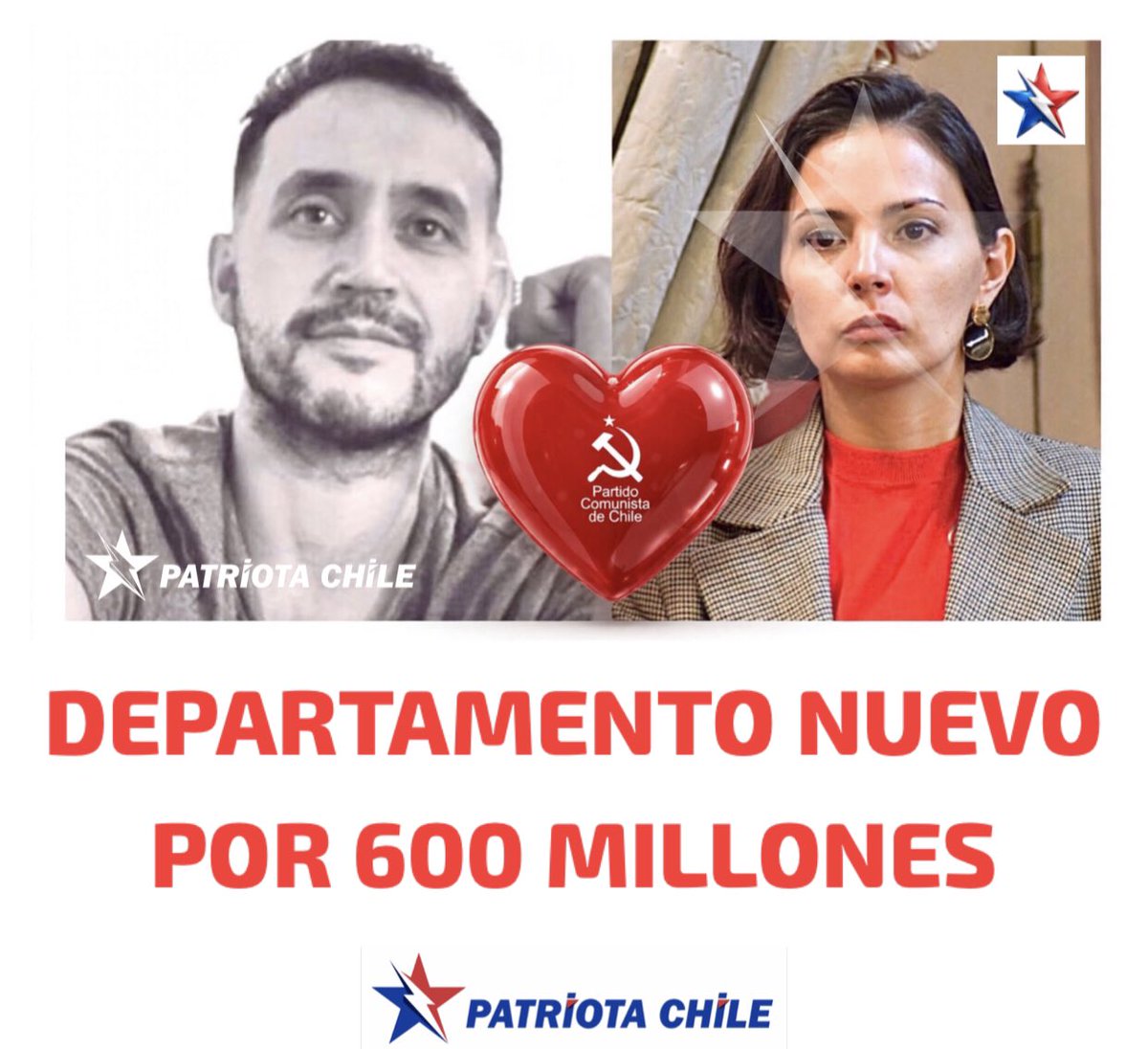 Soubirous_33's tweet photo. 🔴 #URGENTE | Patriotas, ESCÁNDALO, La “Negra Chica” Arredondo, la que llegó a ser “Ministra”, NO por méritos, si no, por ser Amiga del Merluzo, le adjudicó más de $600 Millones a la productora de Ronald Heim, su pareja; y Justo apareció con un depto nuevo por 600M. RT https://t.co/qgPr1u2k54