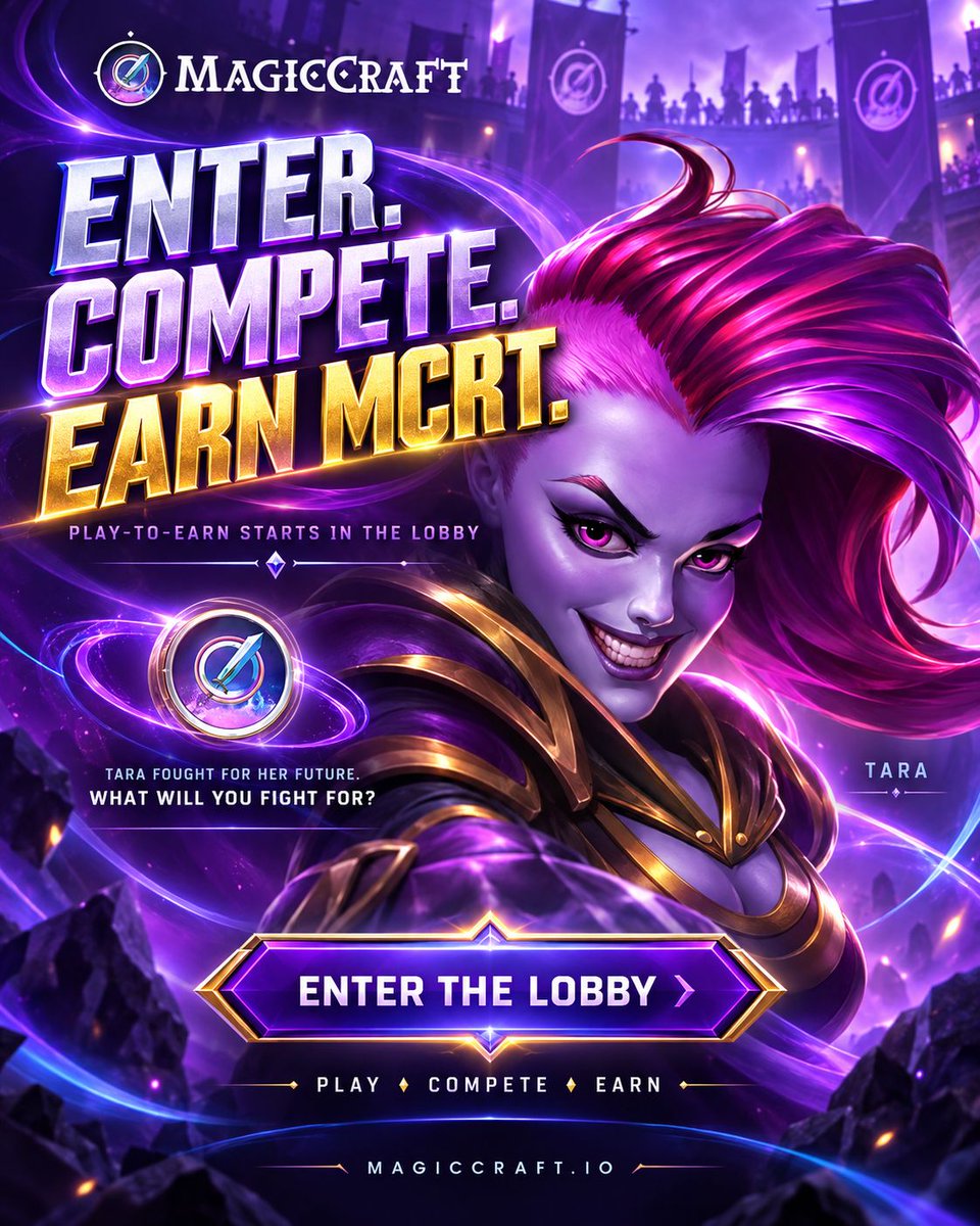 MagicCraftGame's tweet photo. Tara fought for her future. You can fight for MCRT.

Enter the MagicCraft Play-to-Earn lobby, compete in the arena and earn through gameplay.

Start here: https://t.co/47ZcOJc3Ve https://t.co/M9RdWg3UBE