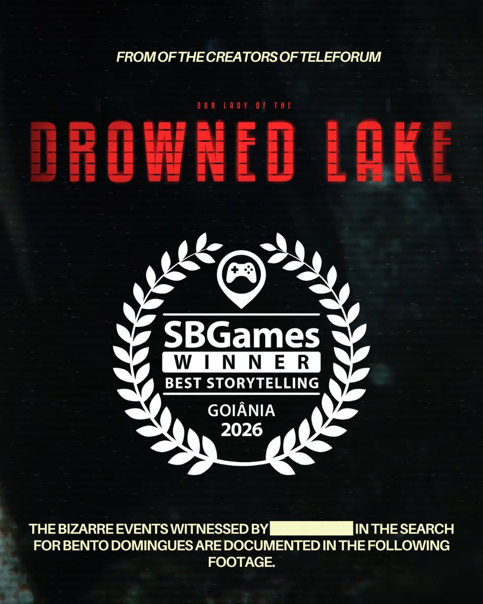 Monumentallab's tweet photo. We are honored! Like TELEFORUM in 2023, Drowned Lake has won Best Narrative on @sb_games, even before its public release.

This recognition reflects what we strive for: a modern, social, monumental horror, true to our name.

Add Drowned Lake to your wishlist and stay tuned! https://t.co/LAlc5xTGCu