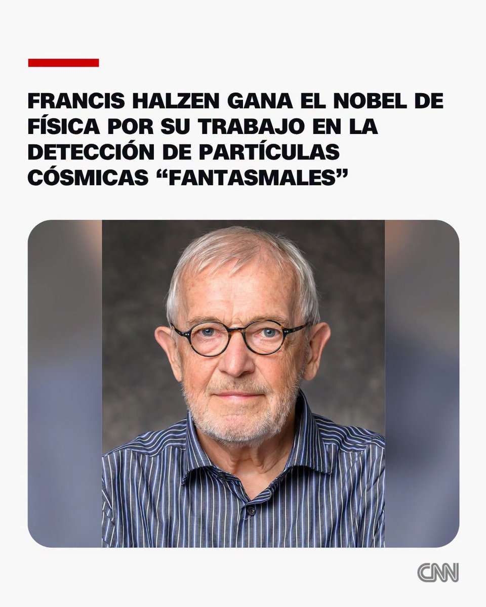 victorpemed's tweet photo. Otorgan el Premio Nobel de Física 2026 a Francis Halzen, un astrofísico belga pionero cuyo trabajo en el desarrollo de un gran observatorio en la Antártida para detectar partículas cósmicas "fantasmales" sentó las bases de un "tipo de Astronomía totalmente nuevo" https://t.co/uWBCT0f7Bx