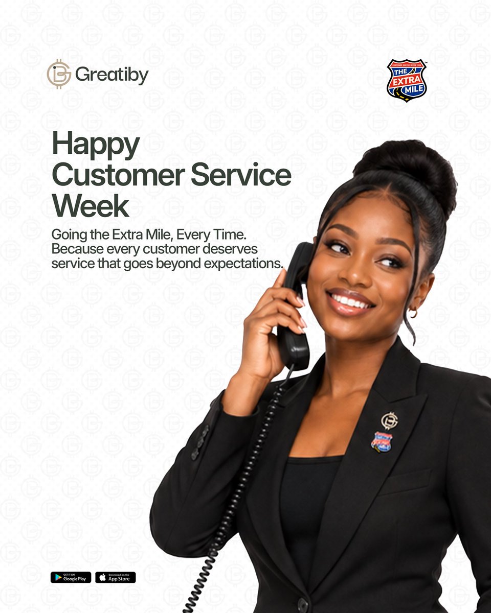 greatiby's tweet photo. Going the extra mile, every time. 💚

This Customer Service Week, we celebrate the people who make every interaction count, listening, solving, supporting, and always showing up with a little more than expected.

Because at Greatiby, great service isn’t just what we do. It’s how we do it.