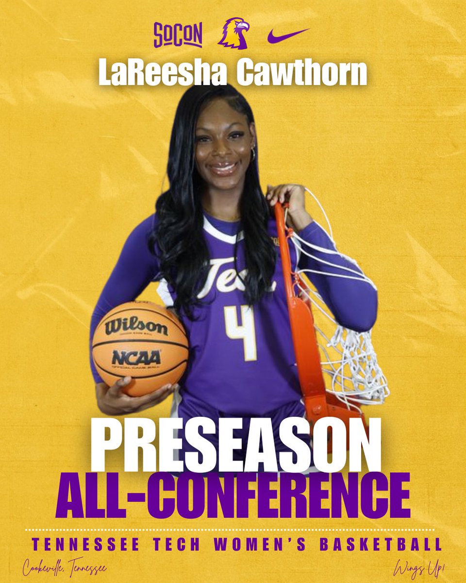 TTUWBB's tweet photo. Our sophomore post LaReesha Cawthorn was selected for SoCon Preseason All-Conference team. 🏀

#wingsup #earnit https://t.co/oAqmda6JkZ
