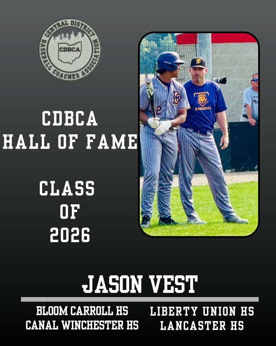 LarryHerges's tweet photo. Congratulations to Bloom-Carroll Head Baseball Coach Jason Vest for being selected into the CDBCA Hall of Fame Class of 2026.  @BCBulldogsports @litter_media https://t.co/Q2ypHXMR6H