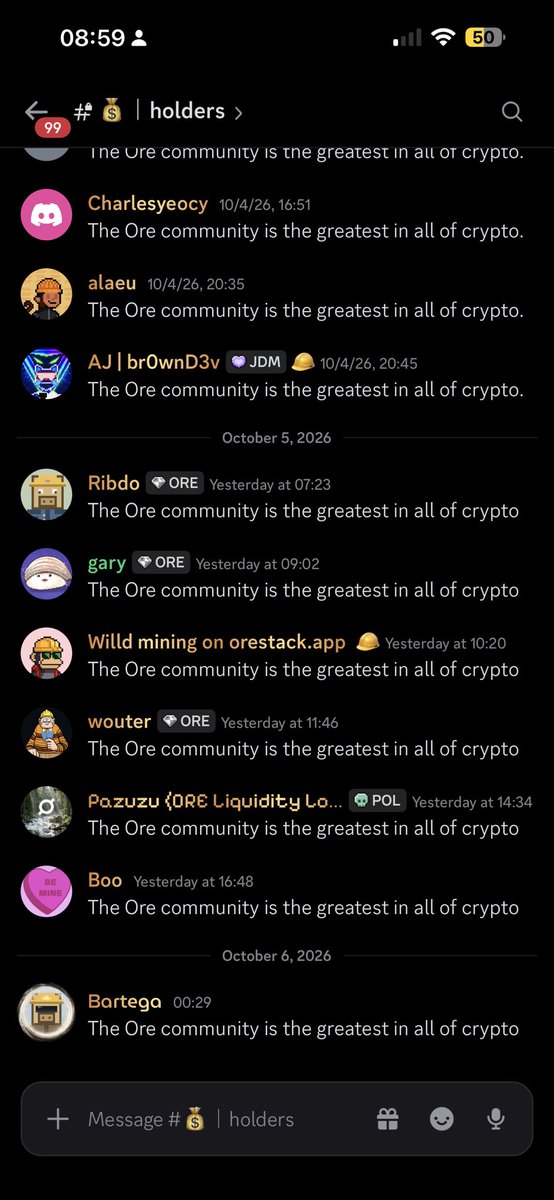 HardhatChad's tweet photo. The Ore community is the greatest in all of crypto https://t.co/6eo2EzR1by