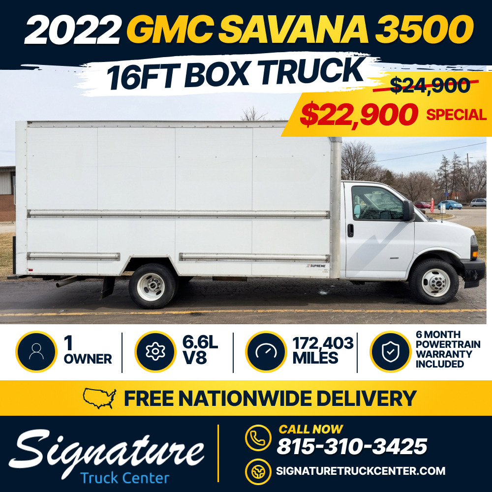 SignatureTrkCtr's tweet photo. 🚚 2022 GMC SAVANA 3500 — SPECIAL! 🚚
16FT Box Truck • Unit #18428

📞 Call NOW: 815-310-3425
🌐 https://t.co/YkPgP30Ztx

#GMCSavana #BoxTruck #TruckDeal https://t.co/i5LaVXm94B