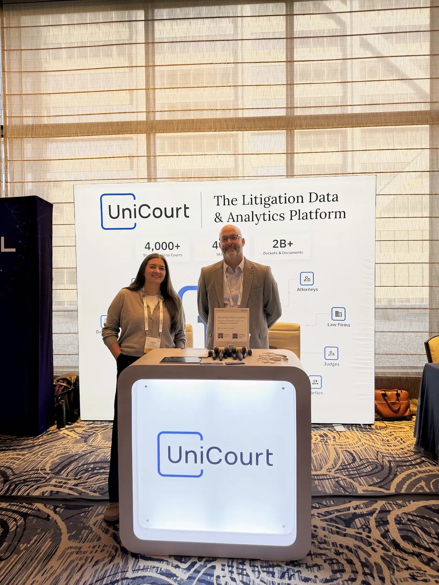 UniCourtInc's tweet photo. Haven’t seen UniCourt at #NDA2026 yet? There’s still time. 👀

Come see how UniCourt helps legal teams automate docket tracking, stay ahead of case activity, and connect docket data to the workflows they already use.

Our team is here and ready to show you what’s possible: https://t.co/aiFkGEDDoa