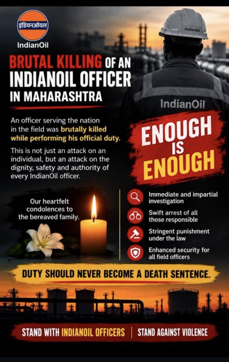 vpnyadav2019's tweet photo. Tragic news from Maharashtra's Hingoli district: An IOCL Field Officer, Shri Mahesh Shelke, was fatally attacked during the official takeover process of a non-operational petrol pump. Read the full update here:  https://t.co/KWoR15SEpt…
 @Dev_Fadnavis   @yadavakhilesh https://t.co/EUcQJwlTDL