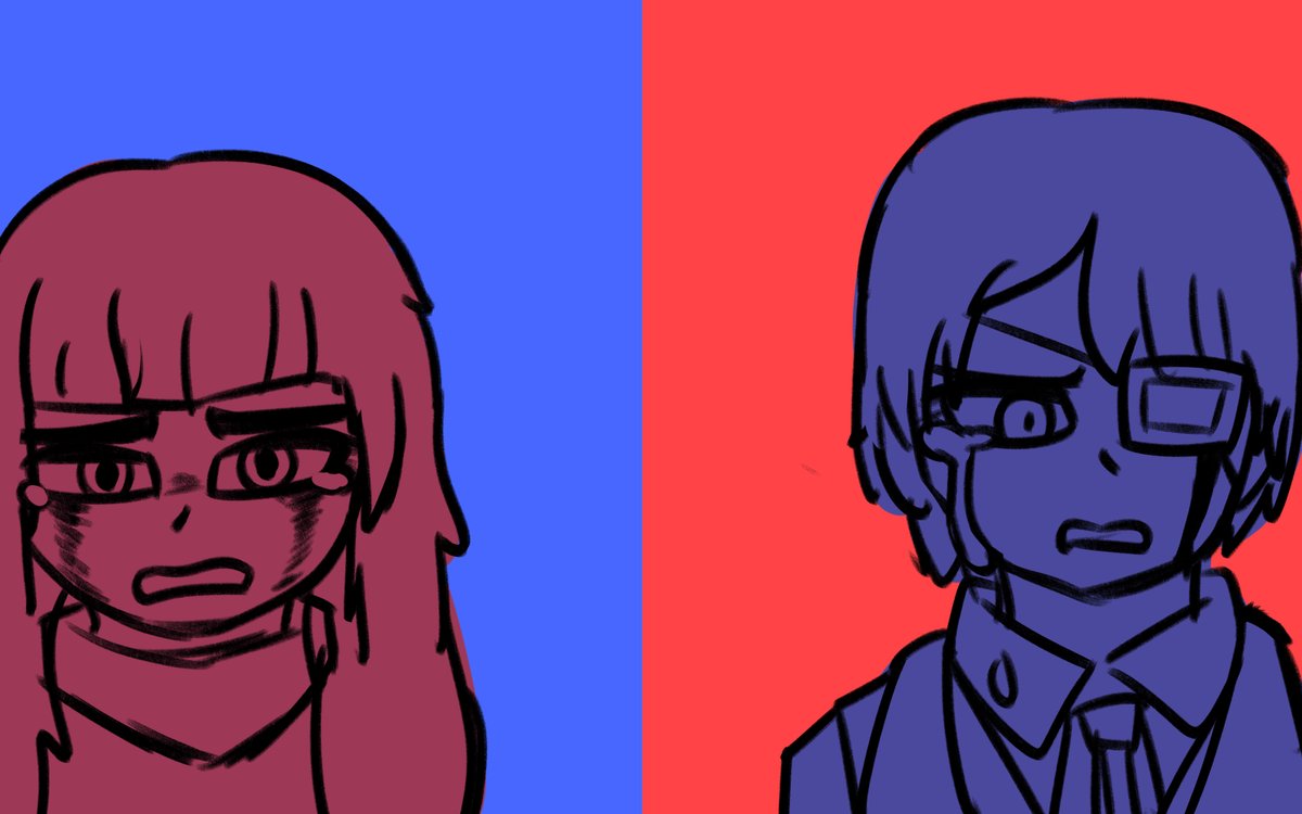 Demogoat5212's tweet photo. 看完cuptoast做的eddsworld au動畫後，畫出來的Daarin草圖
⚠️High color contrast https://t.co/yS80dacHxp
