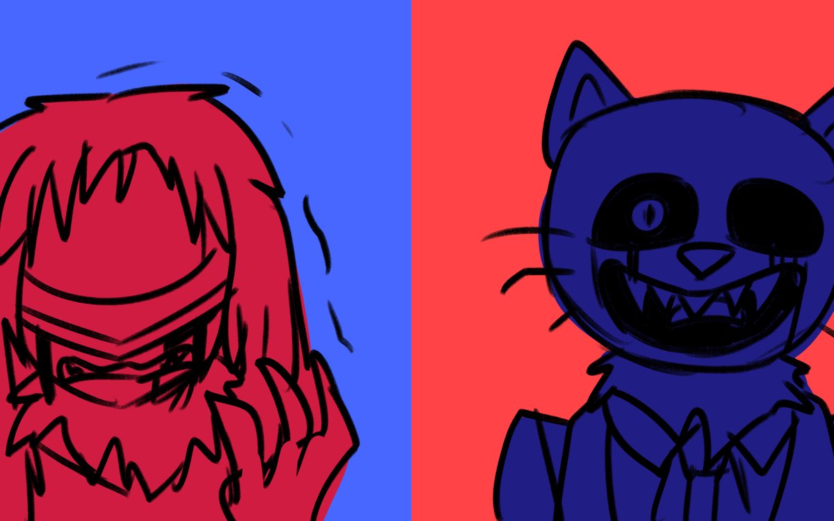 Demogoat5212's tweet photo. 看完cuptoast做的eddsworld au動畫後，畫出來的Daarin草圖
⚠️High color contrast https://t.co/yS80dacHxp