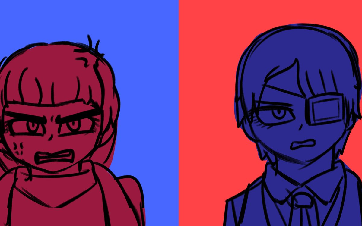 Demogoat5212's tweet photo. 看完cuptoast做的eddsworld au動畫後，畫出來的Daarin草圖
⚠️High color contrast https://t.co/yS80dacHxp