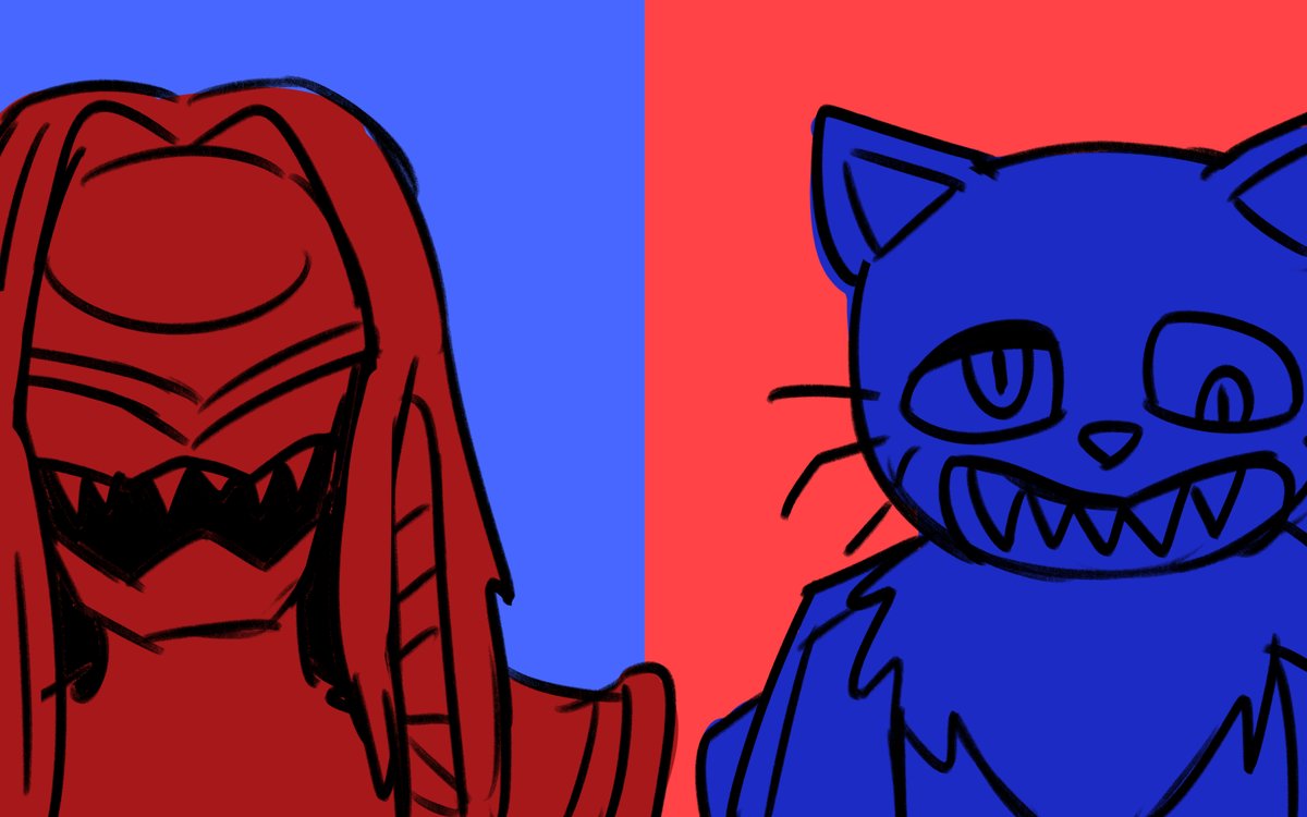 Demogoat5212's tweet photo. 看完cuptoast做的eddsworld au動畫後，畫出來的Daarin草圖
⚠️High color contrast https://t.co/yS80dacHxp