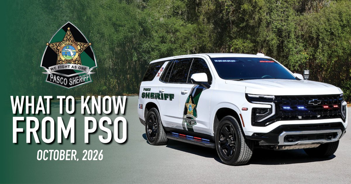 PascoSheriff's tweet photo. Did you know the Pasco Sheriff's Office has a monthly newsletter? Our October edition is officially out and features articles on domestic violence, conversation with a forensic investigator, and a message from Sheriff Chris Nocco. Check out the newsletter, and while you're there, subscribe to receive the next newsletter in your inbox! Go to https://t.co/U81c7bWBWp for the latest or https://t.co/ATQb0kkEFO