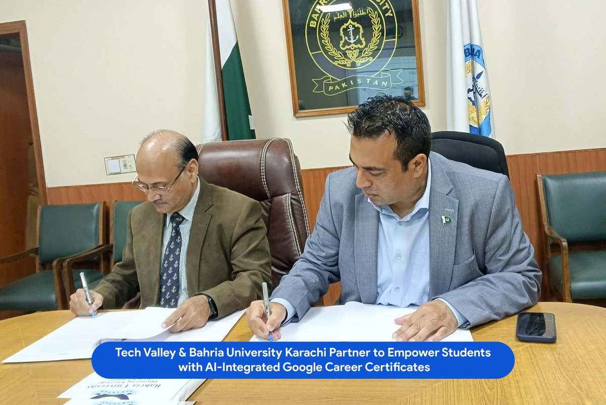 TechValleyPak's tweet photo. A new opportunity for students at Bahria University Karachi Campus (BUKC).
Tech Valley Pakistan is partnering with BUKC to provide access to Google Career Certificates, AI-integrated learning, and practical digital skills for the future.
#techvalley #gcc #google https://t.co/9Ju8UFtvz2