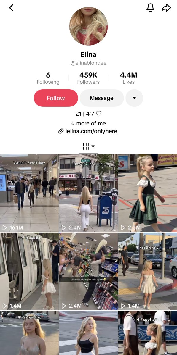k4zxbt's tweet photo. this is the one prompt to create your own viral AI influencer and earn $9,433 in a week like this girl

<task>
Create one photorealistic studio character reference sheet. Use the attached Elina image as the identity reference, without reproducing the social media interface.
</task>

<character>
A 21-year-old adult woman, 4'7 / 140 cm tall, petite, with clearly adult facial and body proportions. Fair skin, softly oval face, natural eyebrows, long straight blonde hair. Match the reference face, hairline, parting, hair length and body proportions. Preserve her short stature without childlike features or caricature.
</character>

<wardrobe>
Fitted black long-sleeve top, black leggings and beige slip-on shoes. Opaque fabrics, realistic seams. Identical clothes and shoes in every full-body view.
</wardrobe>

<layout>
One square sheet with two rows, separated by thin white lines.

Top row: five equal panels, showing front, front three-quarter, side profile, rear three-quarter and back. Each view shows her entire body, including shoes, at the same scale. Arms relaxed, hair hanging naturally.

Bottom row: three equal panels, showing front, three-quarter and side portraits, framed from the upper chest upward.
</layout>

<consistency>
All eight panels show the same woman. Keep facial structure, hair, build and limb proportions identical. Only the camera angle changes. No face drift, stretched legs, oversized head, extra limbs or extra people.
</consistency>

<photography>
Neutral light-gray seamless background, soft even studio lighting, natural perspective, sharp eyes, visible skin texture, detailed hair and fabric. No beauty-filter smoothing, captions, logos or interface elements.
</photography>