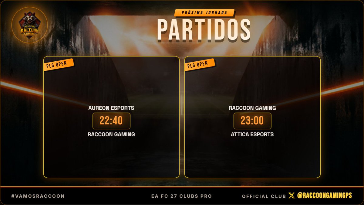 RaccoonGamingPS's tweet photo. Hoy no se habla: se sale, se compite y se deja todo en el campo. El que entienda lo que pesa este escudo, que se ponga detrás. 🦝 #VamosRaccoon #PLGOPEN https://t.co/mfLumEg5dV