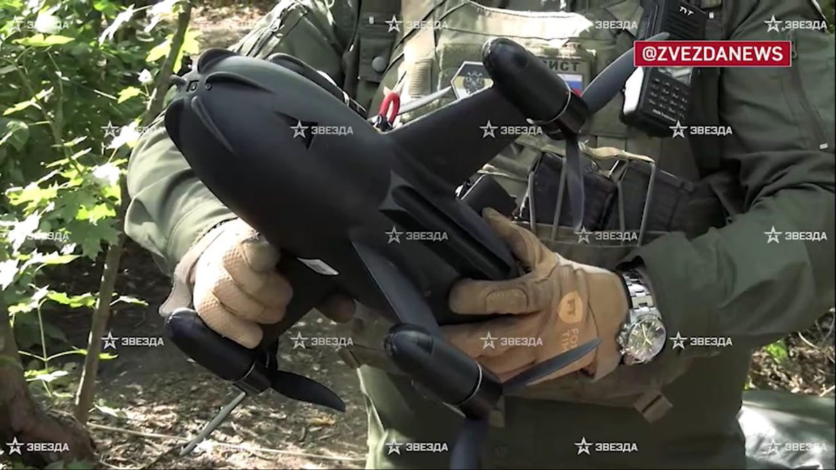 Drone_Wars_'s tweet photo. Russia has shown the hand-launched “Varvar” kinetic interceptor drone being used by Russian forces in the Donetsk region. The system itself has been publicly reported since April 2026, but its use by Russian military units was shown by Zvezda in September.

The drone is claimed to be capable of engaging aerial targets at distances of up to 2 km (1.2 miles) and reaching speeds of up to 250 km/h (155 mph). Its automatic target-acquisition system reportedly operates at ranges of up to 250 m (820 ft).

The Varvar is reportedly around twice the size of the “Yolka” interceptor. Like the Yolka, it does not carry a conventional warhead and instead relies on direct kinetic impact to destroy its target.

The Varvar was reportedly originally developed for protecting civilian infrastructure in rear areas and was offered to private security companies.

According to Zvezda, the Varvar was received by Russian military units only a few weeks before the September report and is being used against larger UAVs, including heavy hexacopters.

Source: Zvezdanews