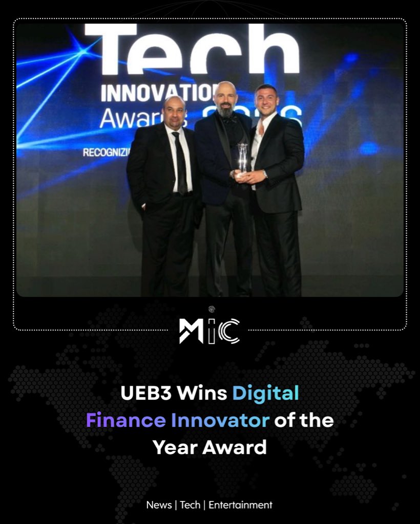 mictechofficiaI's tweet photo. UEB3 has been named “Digital Finance Innovator of the Year” at the Tech Innovation Awards 2026 in Dubai. The award was received by Mr. Muhammad Ali Ameen, recognising UEB3’s work in digital finance and innovation across the region.
#mictech #micnews #UEB3 #FinTech #Dubai https://t.co/Mj0MWgCDtv