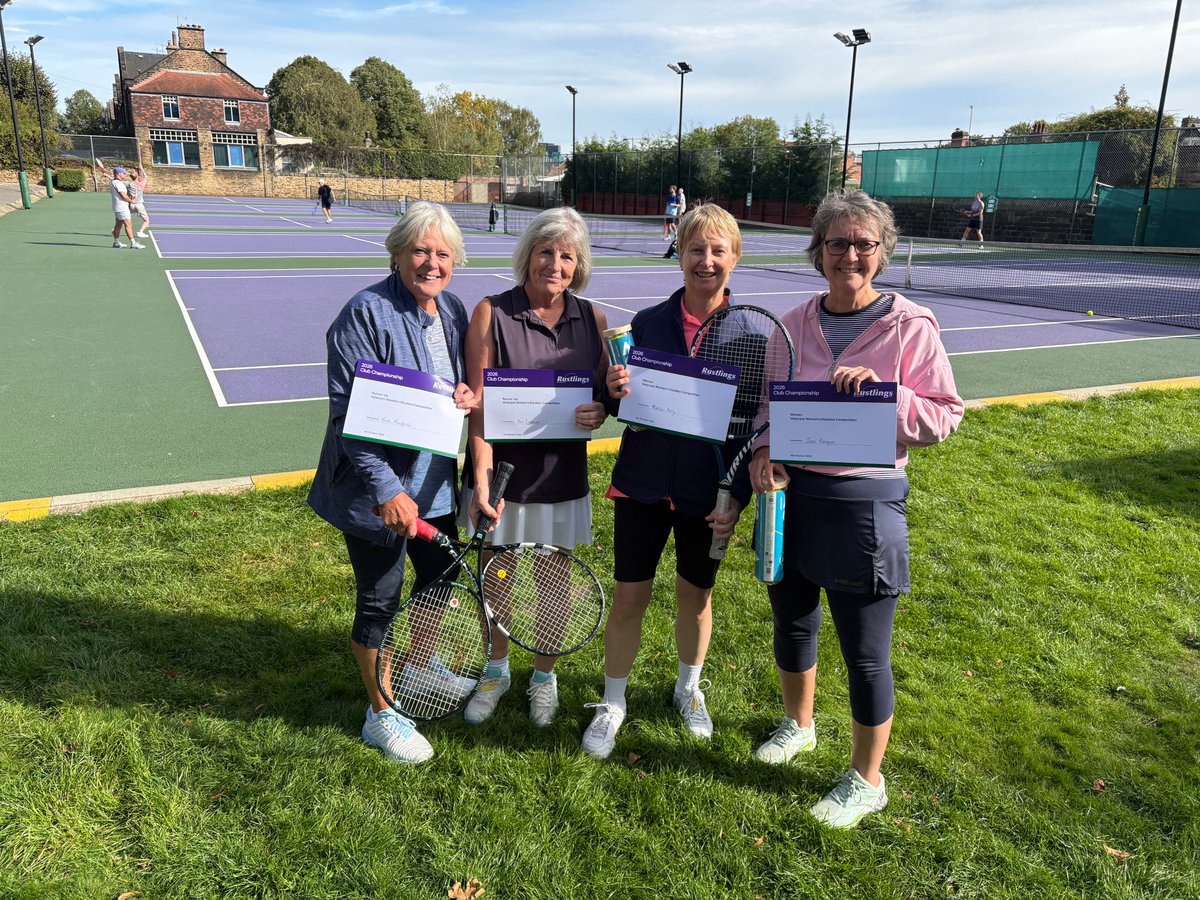 RustlingsLTC's tweet photo. Martina and Jane took the Veteran women's doubles title in a hard fought tactical match against Ann and Kath. Paul D and Chris closed the tournament by becoming the Veteran men's doubles champions in an entertaining match against Paul H and Gray. https://t.co/QMEYU4aba3