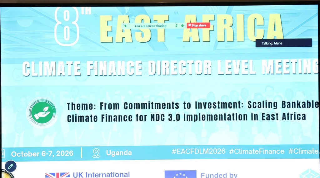 henrymusasizi1's tweet photo. In my remarks today while opening the 8th East African Region Climate Finance Directors Level Meeting, I highlighted that weak project preparation is a major constraint to unlocking climate finance in East Africa, calling for stronger investment pipelines with clear financing needs, risk analysis, and implementation plans.

The meeting was under the theme “From Commitments to Investment: Scaling Bankable Climate Finance for NDC 3.0 Implementation in East Africa.”

Too many promising ideas reach financing discussions before feasibility work, safeguards, land arrangements, revenue assumptions and implementation responsibilities are clear

The region must move beyond climate finance pledges and focus on converting commitments into investments that deliver tangible results for citizens. 

A commitment is valuable only when it translates to resources reaching the communities that need them.

Climate finance should be viewed as part of the investment foundation for Uganda’s Tenfold Growth Strategy, which seeks to expand the economy to approximately $500 billion by 2040.

Uganda’s priority growth areas: agro-industrialisation, tourism, mineral development, and science, technology and innovation, depend on reliable energy, resilient infrastructure, healthy ecosystems, productive land and a workforce protected from climate shocks.

Climate action is therefore part of the investment foundation for sustained economic transformation.

I called for stronger regional cooperation, particularly through the East African Community (EAC), to mobilise climate finance for cross-border programmes in clean power and grid interconnection, resilient transport, shared water basins, climate-smart agriculture and early warning systems.

Pooling demand, sharing technical preparation costs and aggregating similar investments across Partner States could create programmes at a scale capable of attracting capital.

Uganda has strengthened its climate finance framework through the National Climate Finance Strategy and National Green Taxonomy and should now be translated into actual project selection, budgeting, financing and reporting.

I also called for better tracking of climate finance by distinguishing pledges from approvals, approvals from disbursements, and disbursements from results on the ground, proposing a regional scorecard to help Partner States identify bottlenecks and assess whether financing is reaching adaptation, local governments and vulnerable communities.