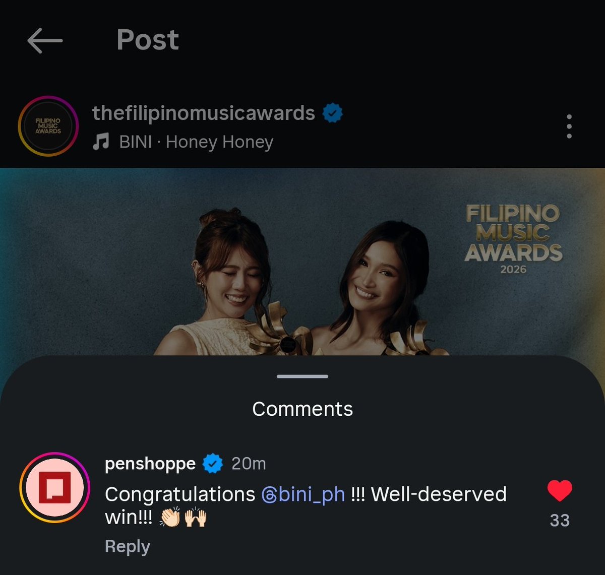 YGstannnn_'s tweet photo. grabe din talaga sa support itong @PENSHOPPE always yan sila sa top comments

BINI AT FMA 2026
#BINIFMA_ArtistOfTheYear
#BINIFMA_TourOfTheYear
#BINIShinesAtTheFMA
#BINI https://t.co/6i5S1EdmJk