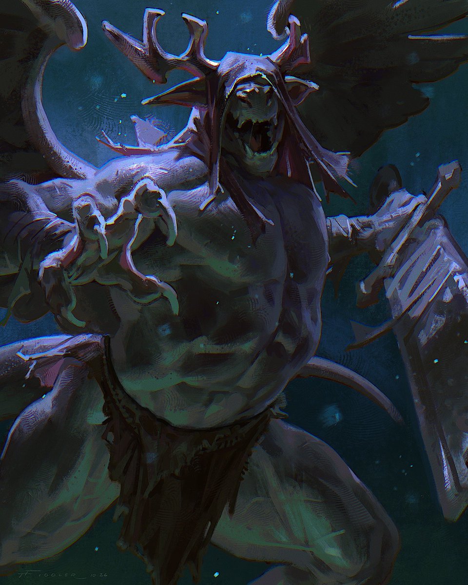 TFiddlerArt's tweet photo. Weretober2026 Day 6 - Fallen Knight Gargoyle 🗡️ https://t.co/CTzqbp0TGh