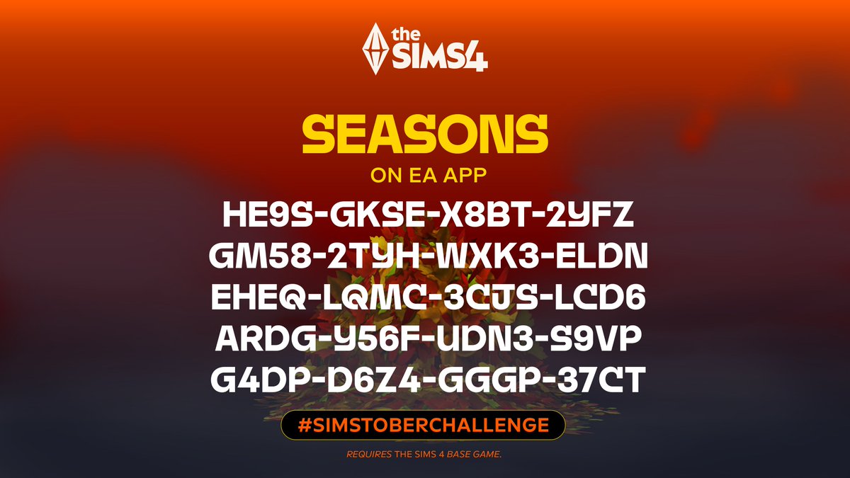 TheSims's tweet photo. Just leafing through some The Sims 4 Season EA App codes here! #SimstoberChallenge https://t.co/FkAZ4rTMn4