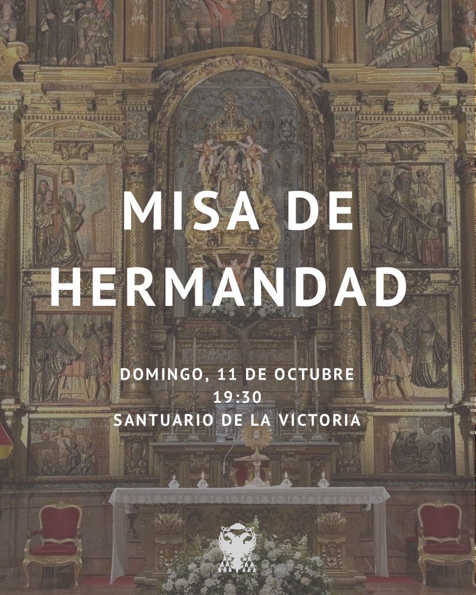 AmoryCaridad's tweet photo. ⛪️ MISA DE HERMANDAD

El próximo domingo 11 de octubre a las 19:30 estamos invitados a compartir la Eucaristía en la @Pvictoriamalaga junto a nuestros hermanos.

❤️‍🔥 Con el objetivo de mantener un encuentro de oración y convivencia en torno a nuestros Sagrados Titulares, cada segundo domingo de cada mes participaremos en la misa de la parroquia para estrechar nuestros lazos como familia cofrade, poniendo en común nuestra fe y encomendando el caminar de nuestra Hermandad al Santísimo Cristo del Amor y a Nuestra Señora de la Caridad.

#CofradíasMLG