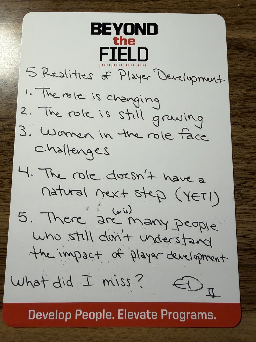 BTF_Program's tweet photo. Player development is growing, but the profession is still evolving.

5 realities I see right now:

The role is changin
The field is growing
Women face unique challenges
There’s no clear next step yet
Many still don’t understand our impact

What would you add?

#PlayerDevelopment https://t.co/pjPwBDflGR