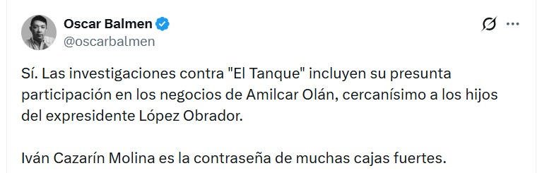 MLopezSanMartin's tweet photo. Nada de esto se dijo en la mañanera de hoy:

"El Tanque", detenido en Zapopan, no solo sería cercano a "El Mencho" y pieza clave en el CJNG

Su nombre también aparece vinculado a Amílcar Olán, el operador de Andy

"Es la contraseña de muchas cajas fuertes", señala @oscarbalmen https://t.co/m6F9thltMp