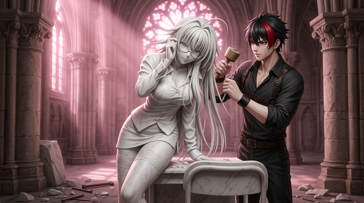 voidDxD199's tweet photo. No me salió como a ti Pero aquí está mi resultado usando tu promt jejeje. Gabriel haciendo una estatua del amor de su vida.
#RiasGremory #HighschoolDxD #OCxCanon #fanfic https://t.co/AXjDsKEUK8