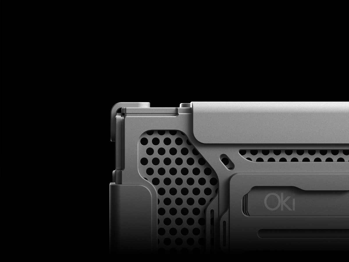 karlsh's tweet photo. That aluminum finish on the Oki Home case looks incredibly clean in this close-up render. It will fit right in as a Personal AI Computer on my desk. https://t.co/Wz9TpUfhAA