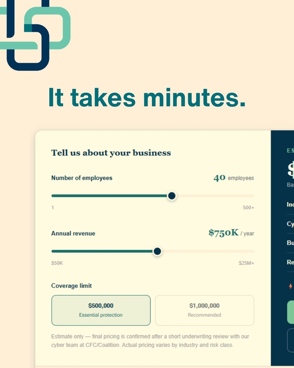 GuildIns's tweet photo. What could cyber insurance cost your business?

Our new interactive tool lets you explore an estimated premium and submit a quote request online.

Try it! 👉 https://t.co/chmYsTHds1 https://t.co/OZKQDcdrPo