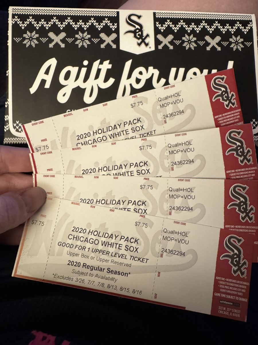 amerika108's tweet photo. Hey @whitesox I’m a little late, but can I cash these in for a playoff game? 😂 https://t.co/JnhxBxJyRR