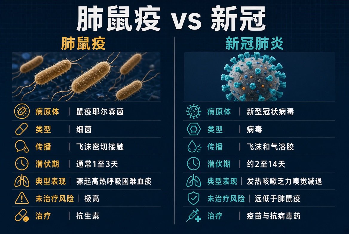 OPCchuhai's tweet photo. 怀疑自己感染了肺鼠疫应该做什么？

1.  马上去急诊，不要在家观察，也不要自己先吃感冒药硬扛。告诉医生疫区旅行史、动物接触史、是否近距离接触过发热咳嗽的人。

2.  途中戴口罩，尽量不要挤公共交通；能叫车就不要和家人长时间共处密闭空间。

3.  就地隔离，单人单间，不等化验结果就可以开始抗生素。

4.  用药越早越好。症状出现后 24 小时内开始治疗，存活率会高很多；拖过这一天，呼吸衰竭和败血症来得很快。未治疗时肺鼠疫病死率极高。（重点）

医生常用的药是链霉素或庆大霉素，也可选用环丙沙星、左氧氟沙星、莫西沙星，或多西环素。重症常联合用药，疗程一般 10–14 天。剂量按年龄、肾功能和病情由医生定，不要自行按网上剂量买药吃。