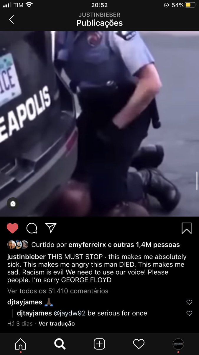 biebrupdates's tweet photo. Justin Bieber já se posicionou publicamente em apoio ao movimento Black Lives Matter.

Em 2017, Justin declarou apoio à causa e reconheceu que, por ser branco, não poderia compreender completamente a experiência de pessoas negras nos Estados Unidos.

Em 2020, após a morte de George Floyd, Bieber voltou a falar sobre racismo. Ele afirmou reconhecer a influência e os benefícios que recebeu da cultura negra e disse que usaria sua plataforma para dar mais espaço ao debate sobre injustiça racial.