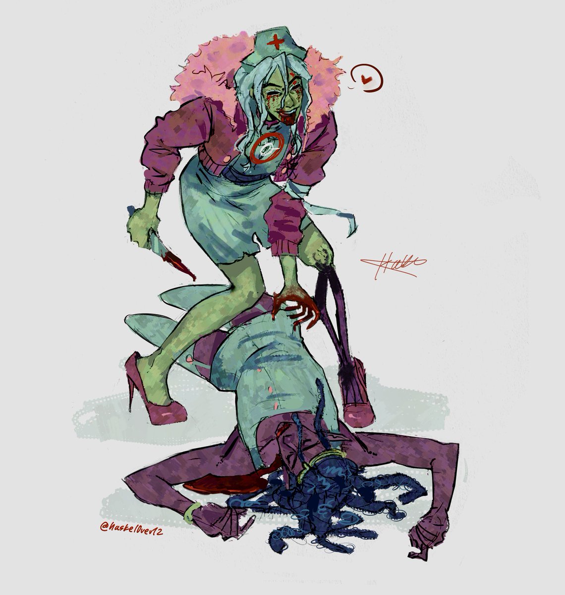huskel0ver12's tweet photo. @_hedgehog_ovo  zombie nurse killer changed my life......(+ driller version) https://t.co/PTsnAzpUd8