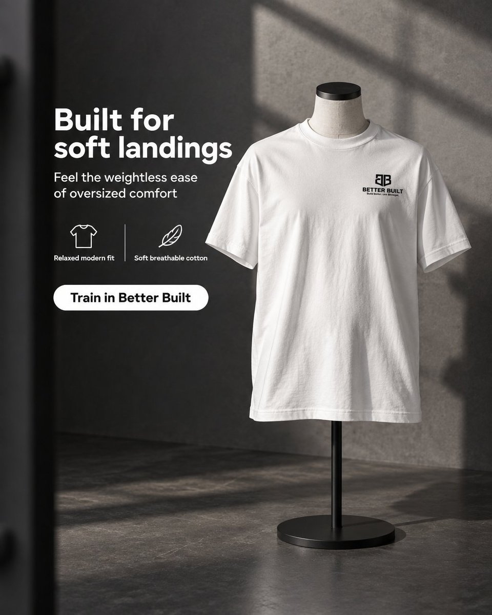 BetterBuilt2026's tweet photo. Oversized tee that feels like a hug and looks sharp—breathable premium cotton, relaxed modern cut for cool workouts and comfy rest days. Effortless style, crew vibes, confidence every day. #Fitness #GymWear Tap the link in bio. https://t.co/W5ZSIpinPs