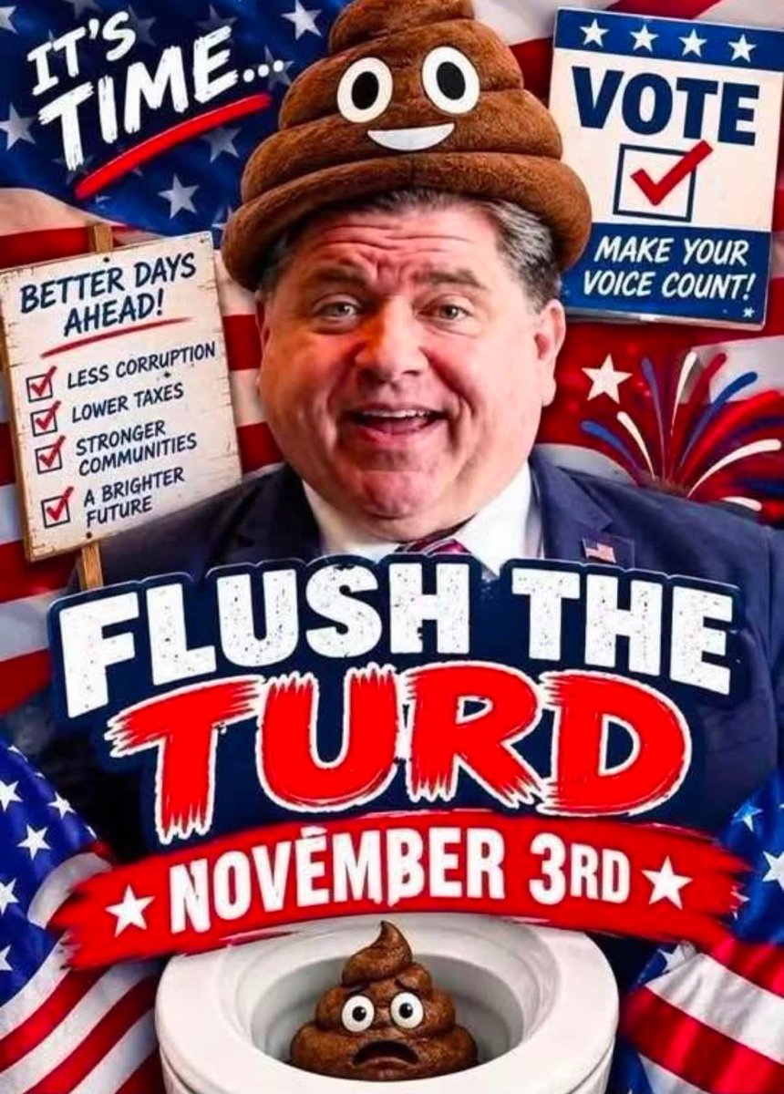 SaltyBastardChi's tweet photo. LFG Illinois🔥🔥…flash this fat turd down the toilet once and for all. We are at a point in our state and country where we can’t let these commies anywhere near power ever again. They are poison. https://t.co/AfAYyXQsM7