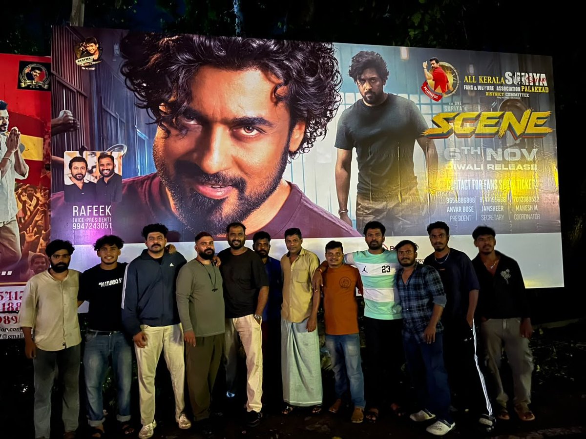 AKSFWA1's tweet photo. Kerala Promotion #SCENE Mode: ON! 🔥🧨

 Offline Promotions in Full Swing! 
@AKSFWA1 Palakkad DC  Setting the Vibe! 🧨💥

@Suriya_offl @rajsekarpandian @venkatvnt @sarathlal428 https://t.co/oVp9pRUjFf
