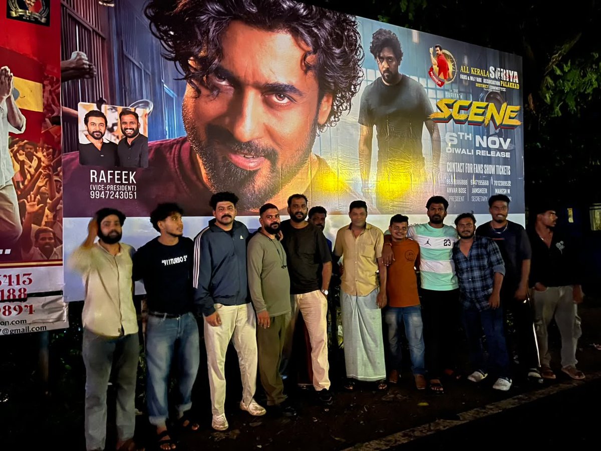 AKSFWA1's tweet photo. Kerala Promotion #SCENE Mode: ON! 🔥🧨

 Offline Promotions in Full Swing! 
@AKSFWA1 Palakkad DC  Setting the Vibe! 🧨💥

@Suriya_offl @rajsekarpandian @venkatvnt @sarathlal428 https://t.co/oVp9pRUjFf
