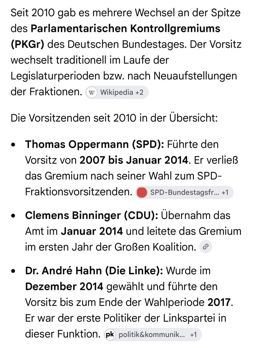 SusanneBaessler's tweet photo. @MarcHenrichman @Bundestag #Hanning 

Das Parlamentarische Kontrollgremium (PKGr), dem Sie als MdB der CDU-Fraktion seit 2025 vorsitzen Henrichmann, hat seit 2010 nicht aufgedeckt, dass der Büroleiter von weiteren vier BND-Präsidenten mutmaßlich Geheimnisse an den ehemaligen BND-Präsidenten Hanning mutmaßlich gegen Geldzahlungen verraten hat. 

Das PKGr wurde seit 2010 durch die Parteien SPD, CDU, Die Linke (SED) und Bündnis 90/Die Grünen geleitet. Letztere Partei stellt seit 2025 den stellvertretenden Vorsitzen, der das Gremium von 2022 bis 2025 leitete und bereits von 2017 bis 2022 stellvertretender Vorsitzender war. 

1,3 Milliarden € kostet der Bundestag die Steuerzahler pro Jahr. Was genau ist ein Parlamentarisches Kontrollgremium wert, das einen mutmaßlich eklatanten Geheimnisverrat über 15 Jahre und 7 Vorsitzende hinweg nicht aufzudecken vermag? 

Die Frage, wie groß der nachrichtendienstliche Aufklärungswille der MdB von Die Linke (SED) und Bündnis 90/Die Grünen ist, stellt sich angesichts der Ereignisse rund um Wahl und Regierungsbildung zum Abgeordnetenhaus Berlin mutmaßlich. 

@bundeskanzler @CDU @cducsubt @CSU @csu_bt @BND_Deutschland @JuliaKloeckner
