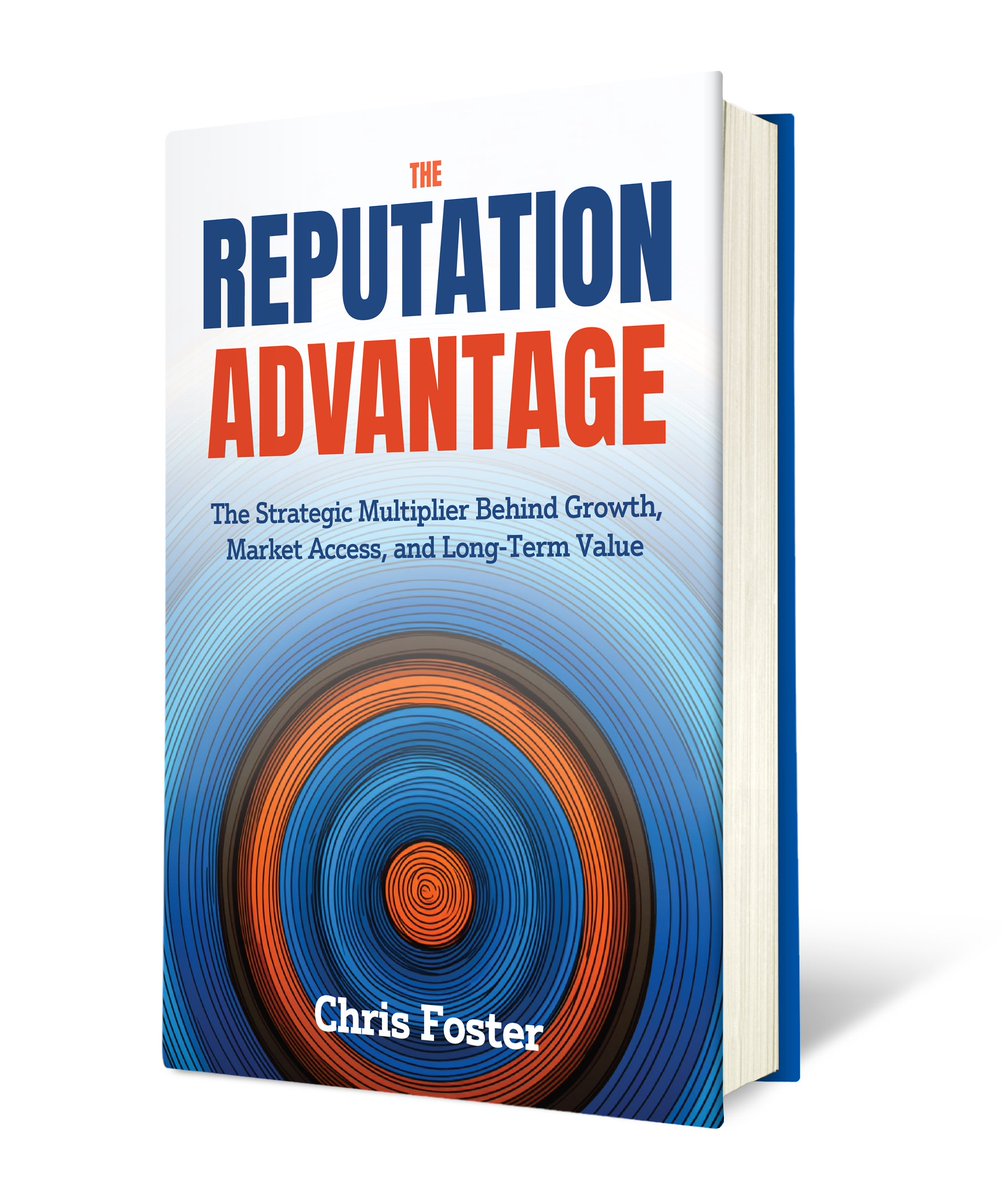 FastCoPress's tweet photo. The Reputation Advantage by Chris Foster is out now!  

Already an Amazon bestseller, this book offers a new playbook for leaders ready to build reputation as a system, not a slogan. https://t.co/mGMqsLo9Fv 

#FastCompanyPress #newrelease #pubday https://t.co/BAuh6iffat