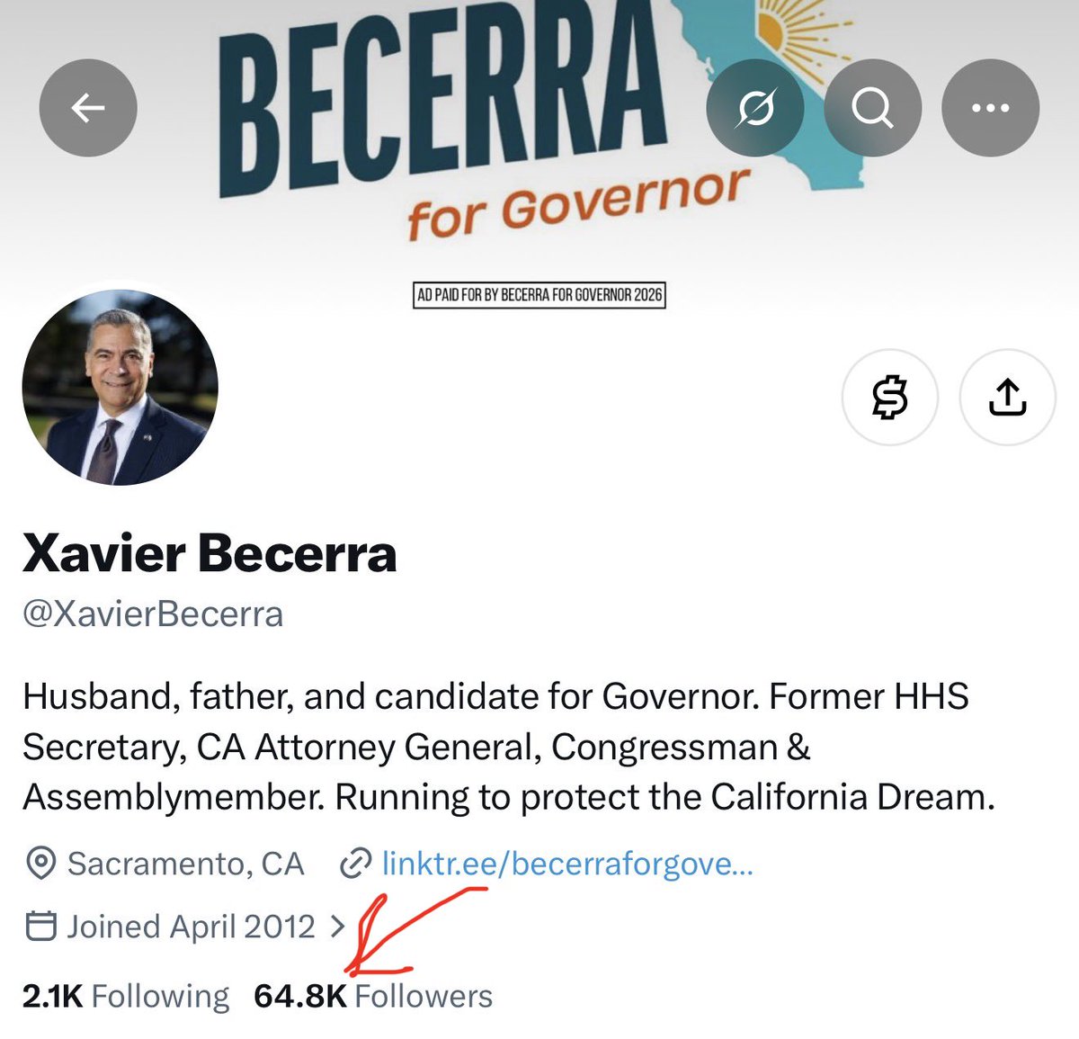 Stellaaa's tweet photo. I have way more X followers than Becerra (who is also WAY below @SteveHiltonx) 😂

Whatever the MSM tries to tell you about support for Becerra, it’s a lie. It doesn’t exist.

The momentum is all with Steve Hilton and it’s our job to get him over the finish line. LFG! https://t.co/2u3pbTPACO