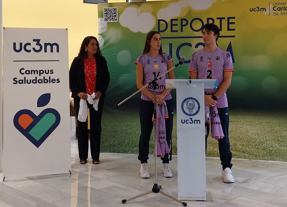 DiversidadUc3m's tweet photo. Y se inauguró la semana de universidad saludable @uc3m con el equipo de @VoleibolLeganes https://t.co/p4LYlYS6mV