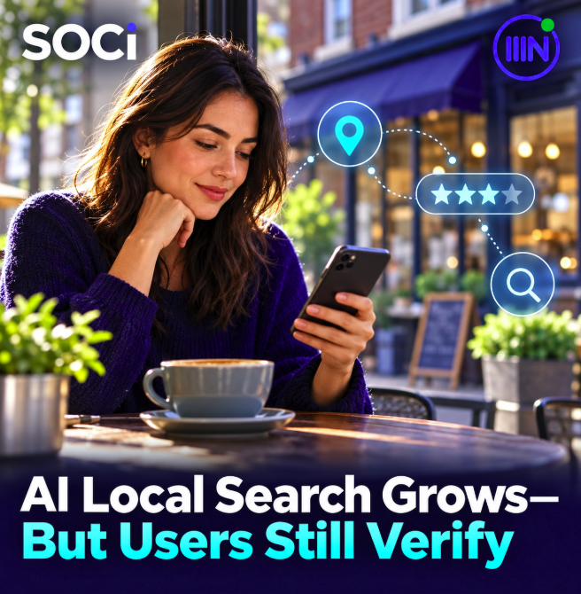 achille610's tweet photo. AI discovery is only the first step. SOCi’s US survey points to a second challenge for local businesses: making recommendations easy to verify through accurate details, reviews and social content. #LocalSEO #AISearch #GEO #LocalMarketing #NetContentSEO https://t.co/4gs7dwuiGM https://t.co/tWXTqAGUZN