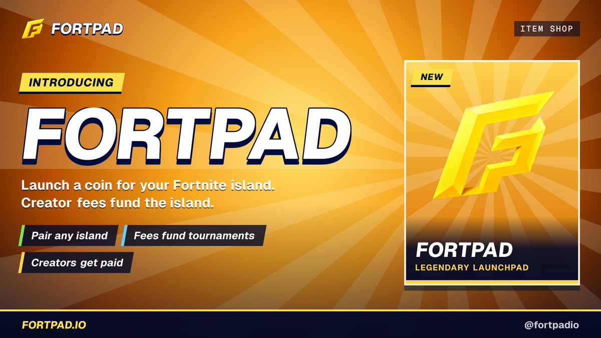 fortpadio's tweet photo. Fortnite maps are already a massive business.

Creators have collectively generated over $1B from building experiences inside Fortnite.

FortPad lets them take it further by pairing a token with their map, earning creator fees and using the token as currency inside the experience.

Fortnite maps are becoming onchain economies.

https://t.co/LUeuAB9Ptf