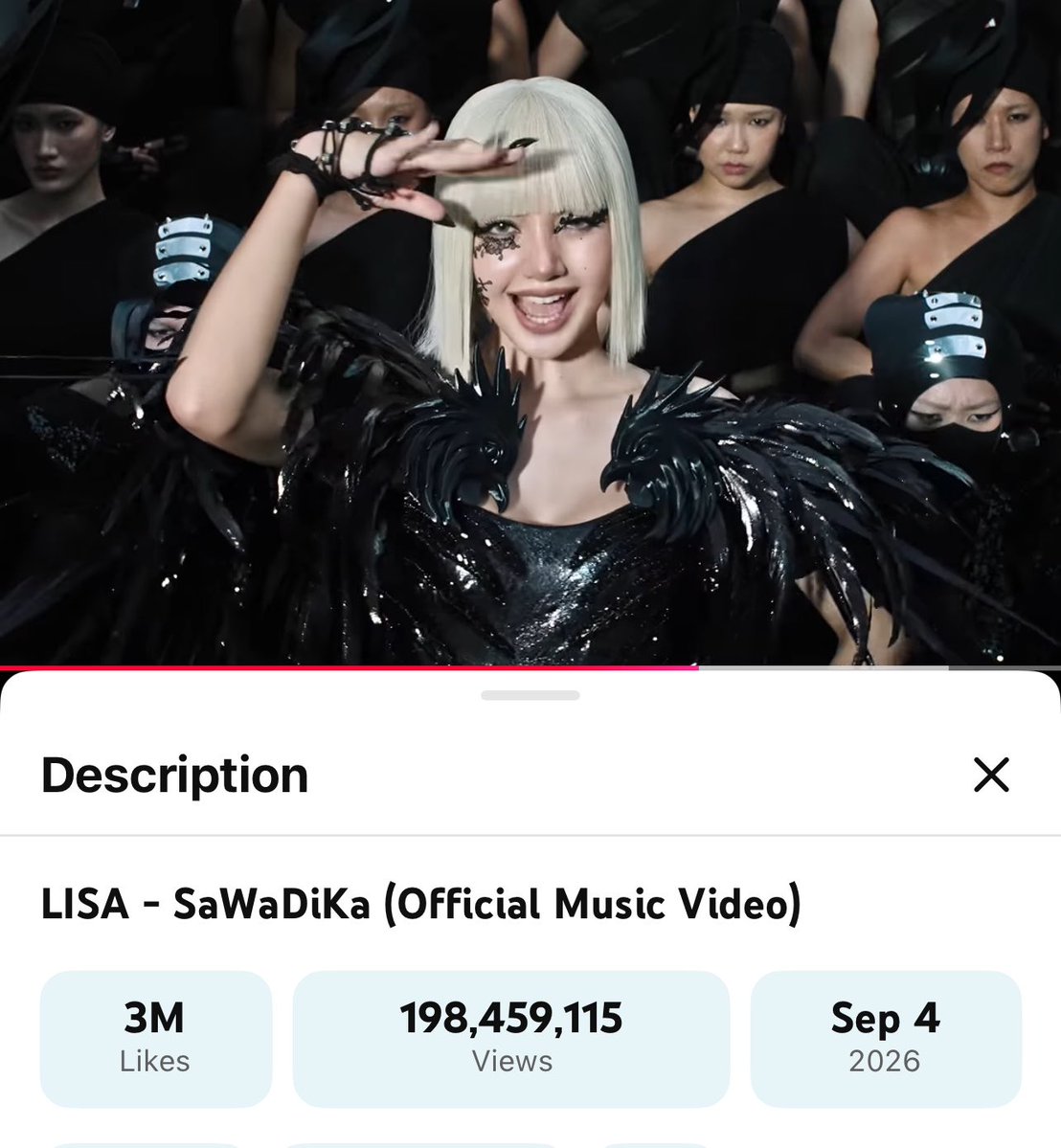 SecondToNonelll's tweet photo. Lisa’s SaWaDika has now surpassed 3M LIKES on youtube, becoming the first &amp; only mv by any solo artist to reach this number this year! https://t.co/IPUAcUEaJr