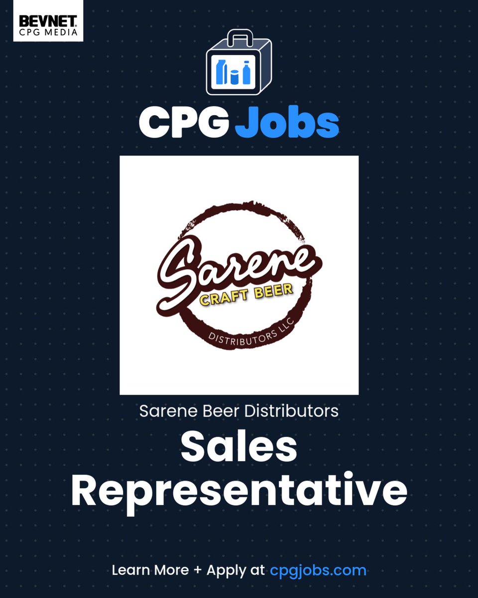 CpgJobs's tweet photo. Sarene Beer Distributors is hiring a Sales Representative in Dayton, OH. View the job on CPG Jobs: https://t.co/GuKNNX4Esf https://t.co/IXetdyRJPp